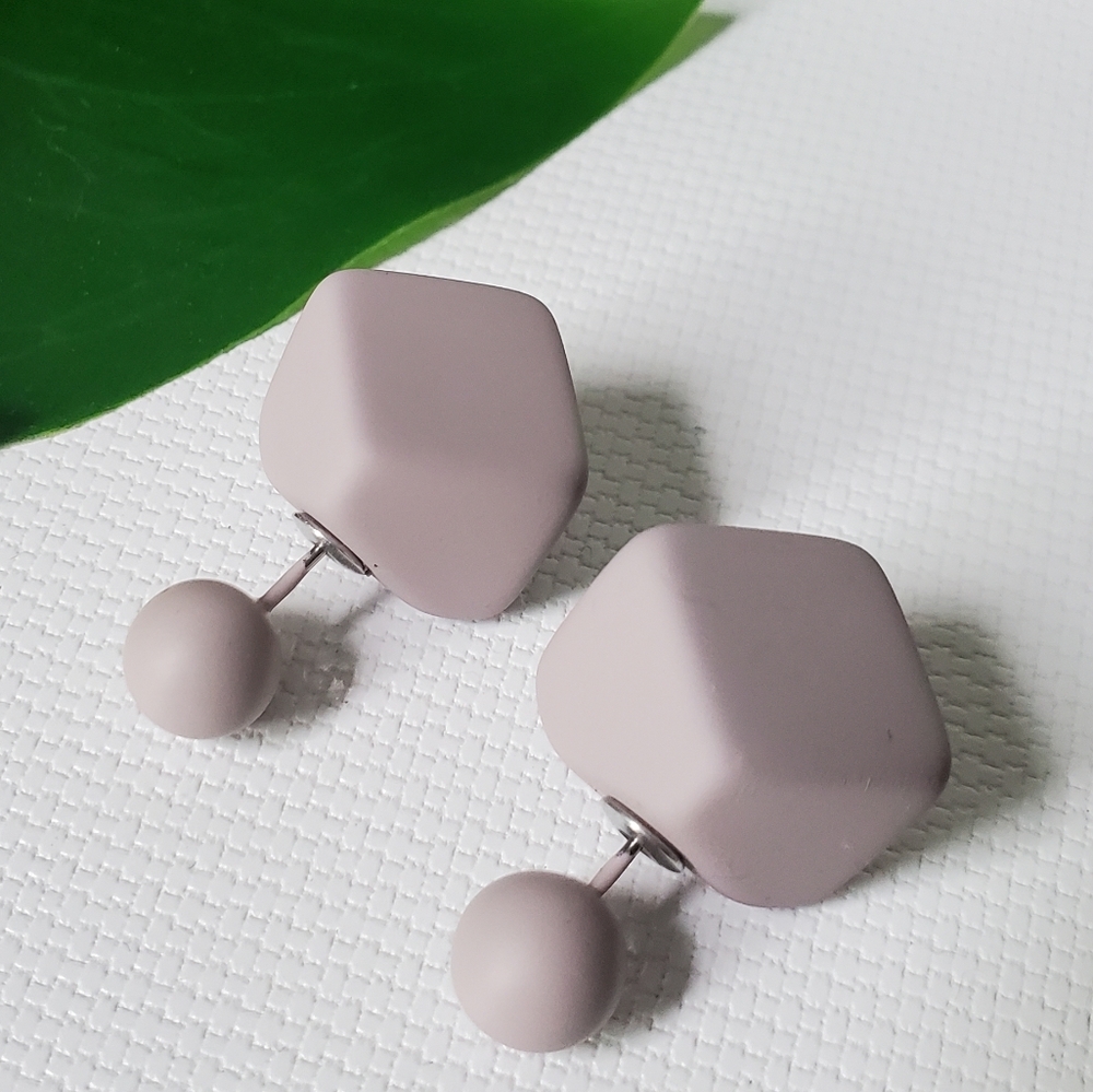 Double‎ Sided Rubber Soft Square Earrings 2 in One